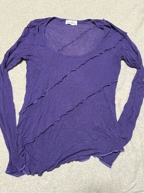 MARCELLA Violet Diagonal Ruffle Long-Sleeve Top